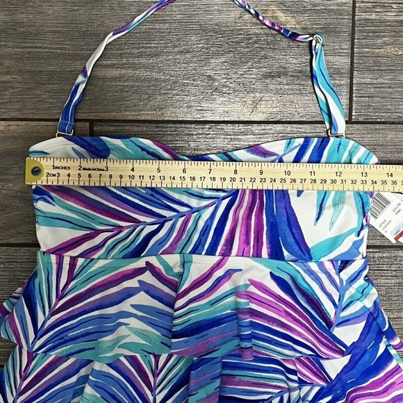 NWT Island Escape Bali Breeze Tiered Tankini Top Size 8 Blue Purple White Strap - Picture 5 of 12
